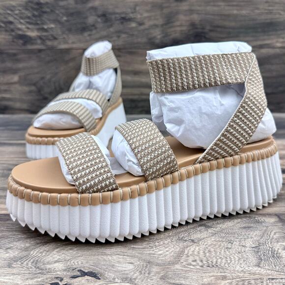 NIB Steve Madden Shelle 9.5M Platform Sandals Taupe Multi - Picture 6 of 13